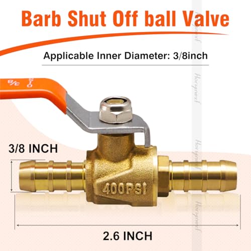 3/8 inch mini 2 way brass barb air ball valve