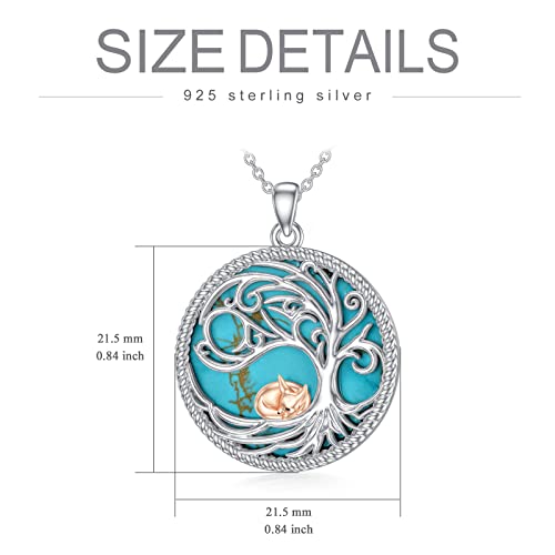 Bethza Tree Of Life Necklace For Women 925 Sterling Silver Natural Turquoise Pendant Necklaces Genuine Blue Gemstone Jewelry Gift For Christmas Birthday #TOP5
