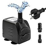 Aquarium Pump 16W 800L/H Little Submersible Water Pump for Fish Tank, Pond, Aquarium, Hydroponic Systems with 1.5M Power Cord and 2 Diameter Nozzles