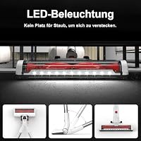 Syntecno Akku Staubsauger Kabellos Vacuum Cleaner - 3-In-1 Akkustaubsauger Kabelloser Weiß Akkusauger Cordless mit Licht Stabstaubsauger ohne Kabel mit Display für Tierhaare Teppiche Hartböden Auto – Ansicht 3