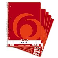herlitz Collegeblock A4 kariert – Lineatur 28, 80 Blatt, mit Innen- und Außenrand, 5er Pack