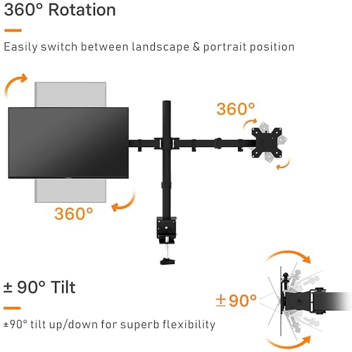 Image of SYGA Double Monitor Stand Dual Arm Desk Mount for Screen Size 10 inch to 30 inch Fully Height Adjustable Bracket Ergonomic 180 Tilt, 360 Rotation & 360 Swivel Arm - VESA Dimensions: 75x75-100x100 - Dual