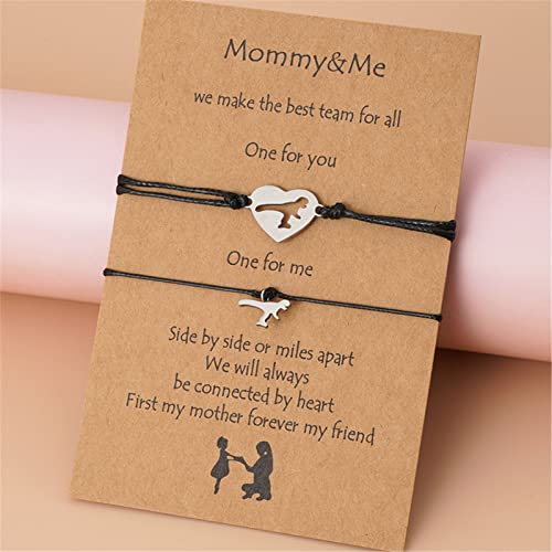 Image of Caiyao 2-3Pcs Stainless Steel Butterfly Bracelet Set Handmade Adjustable Braide Rope Love Heart Hollow Out Animal Insect Bracelet for Mom Daughter Mother Birthday Christmas Jewelry Gift