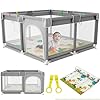 JUPPLIES Box Bambini con Materassino 120×120 cm – Recinto Gioco per Neonato 6-24 Mesi, Rete Traspirante 360°, Struttura Robusta Antiscivolo, Facile da Montare – Area Sicura e Confortevole per la Casa
