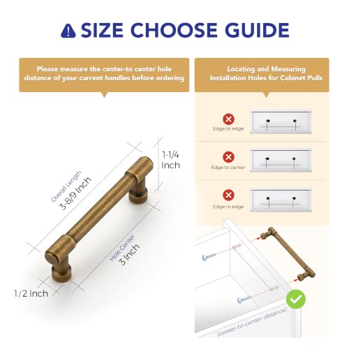Image of Ravinte Antique Brass Kitchen Pulls Cabinet Handles 3 Inch 10 Pack
