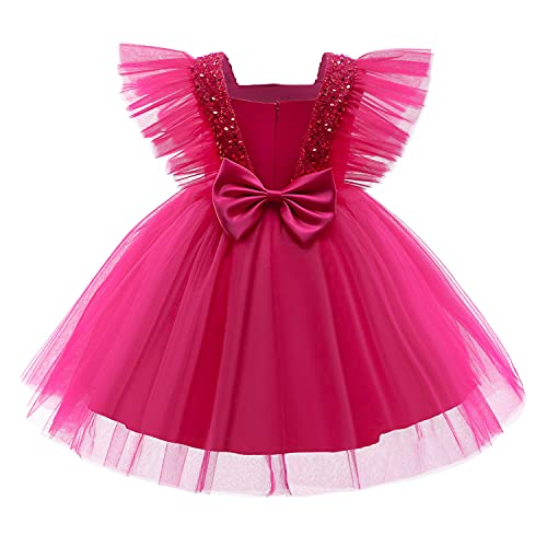 Nileafes Flower Girl Dress Elegant Princess Dresses Party Tutu Dress Size 110 (3-4 Years,738 Rosa Red-N) #TOP1