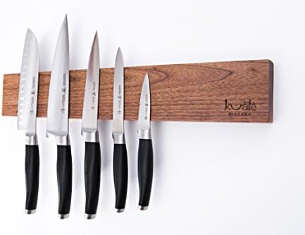 Heavy Duty Knife Holder, Walnut Wood Magnetic Knife Bar, Knife Block Storage Strip 18"