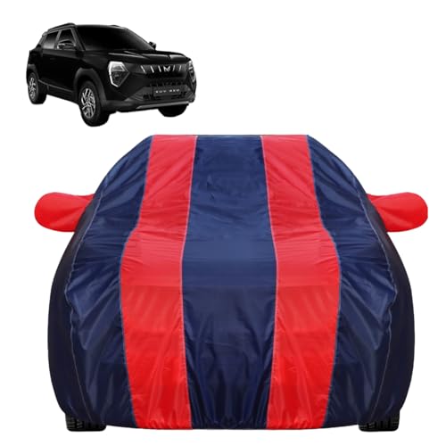 Image of Auto Hub Car Cover Compatible with Mahindra XUV 3XO with Mirror Pockets and Water Resistant, XUV3XO Car Cover, Navy-Red