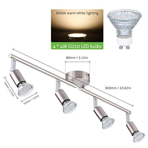 Faretti a LED da Soffitto Orientabili, 4 Lampadine...