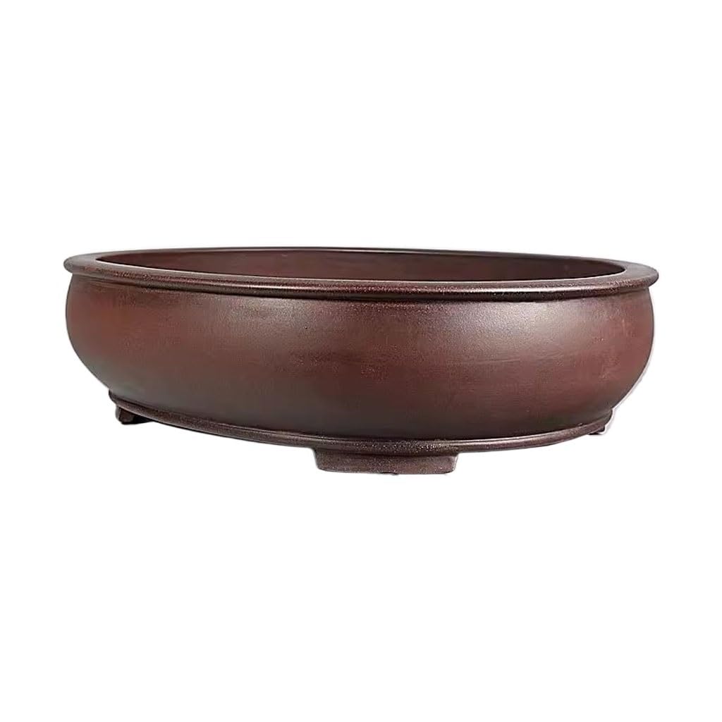 GELASIGE Flower Pots Plant Pots Purple Clay Bonsai Flower Pot 21in Handmade Oval Flower Pot Green Plant Pots Outdoor Flower Pots