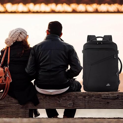 MATEIN Ryanair Handgepäck 40x30x20, Handgepäck Rucksack Flugzeug Herren 24L, Erweiterbar Rucksack 40x30x20 Ryanair Eurowings Reiserucksack Damen Travel Backpack Cabin Bag für Business, Reise, Schwarz