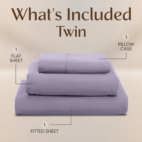 Image of Utopia Bedding Twin Sheet Set - 3 Piece Bed Sheets for Twin Size Bed, Soft and Breathable Microfiber, Includes 1 Fitted Sheet, 1 Flat Sheet and 1 Pillowcase - Oeko Tex (Lavender)