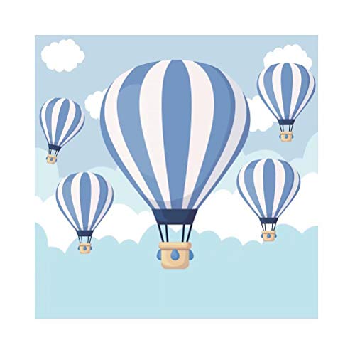 OFILA Cartoon Hot Air Balloons Backdrop Polyester Fabric 5x5ft Baby Boys Hot Air