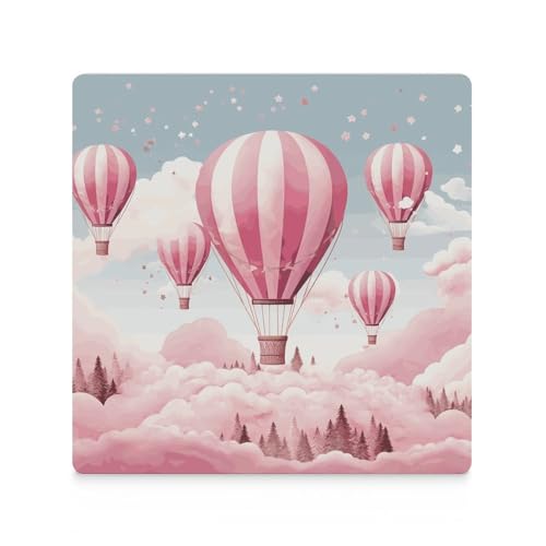 Dessous de verre montgolfière rose lavable pour table basse - 4