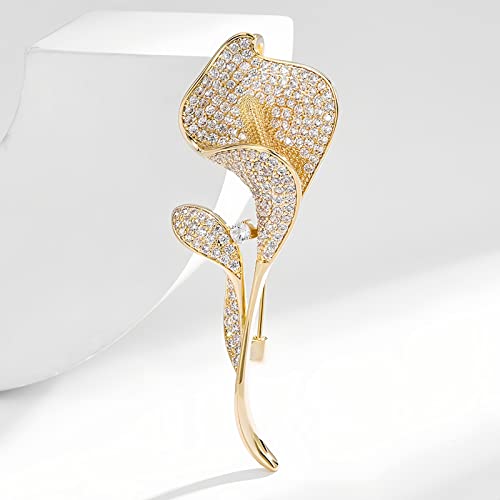 Image of Calla Lily Brooch for Women Girls Rhinestone Brooch Lapel Pin Flower Brooch Hat Pin Jewelry for Her