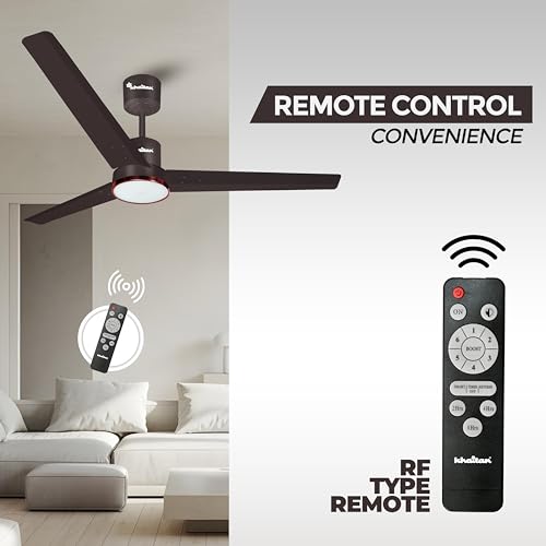 Image of Khaitan Airwave Underlight- 1200mm BLDC Ceiling Fan with Remote | 5 Star Rated | Durable & Long-lasting | Energy Saving | 3-Years Warranty | Pack of 1 | Smoke Brown