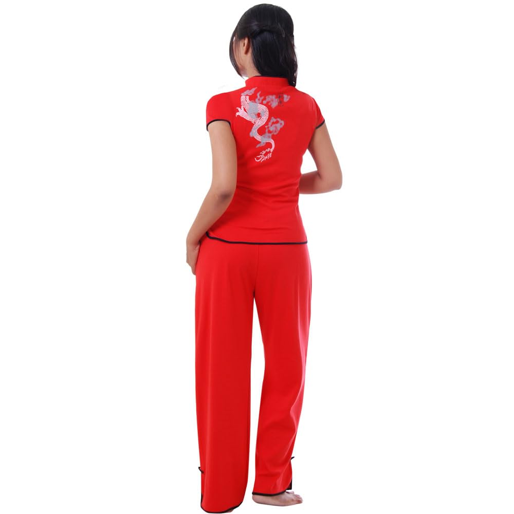 Asien Damen Frauen Drachen Yoga Trainingsanzug, Tai Chi, Hausanzug & Meditations Anzug Baumwolle S M L XL