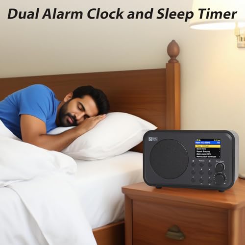 Image of Ocean Digital WR-336M Wi-Fi Internet FM Radio, Bluetooth Speaker, Podcast, 2.4 inch Color Display, USB Playback, Dual Alarm Clock, Sleep Timer, Dimmer, Black