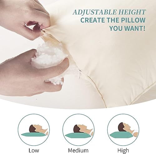 Image of LOFE Adjustable Organic Pillow 20x36 with Organic Cotton Pillowcase &Shell | CPSC and OEKO-TEX Certified, Organic Pillow for Side Sleepers, Neck Pain Relief, Machine Washable, Bedroom&Travel&Couch