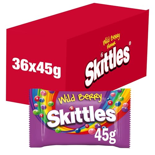 Skittles Wild Berry Sweets, Fruit Chewy Bulk Sweets Box, Sweets Gift Box, 36 Packs of 45g