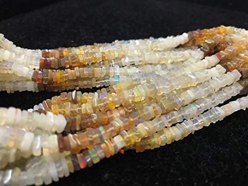 Koraliki Heishi z naturalnego opalu etiopskiego, 4-5 mm, kwadratowy koralik Heishi do produkcji biżuterii, sznurek 38 cm, luźny kamień szlachetny, jakość AAA, koraliki w kształcie
