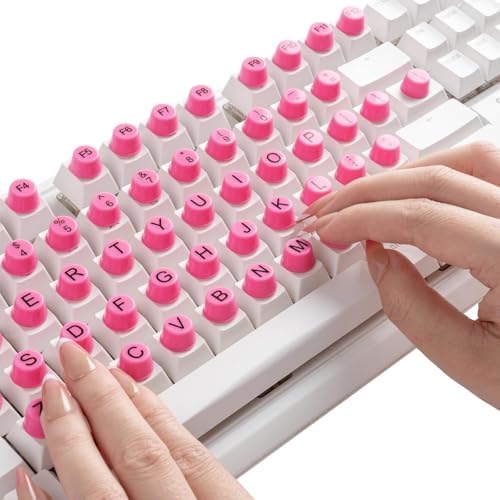 Muorruo 64 adesivi per tastiera in rilievo, per unghie lunghe con lettere, soffici in silicone morbido per tastiera, autoadesivi per tastiera, per nail art (rosa)