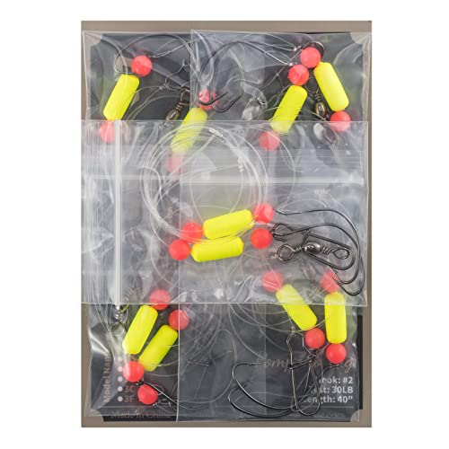 Dr.Fish 5 Pack Pompano Rigs Surf Fishing Rigs Snell Floats Fishing