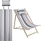 GORGECRAFT Beach Sling Chair Replacement Canvas - 45x17 Inch Gray Black White Stripes, For Folding Lounge Chairs-1151904