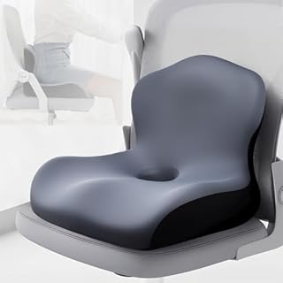 lomonmen Cuscino per Sedile Ortopedico con Supporto Lombare,Cuscino Ergonomico Comfort in Memory Foam per Ufficio E Auto,Supporto per Schiena e Glutei (grigio scuro)