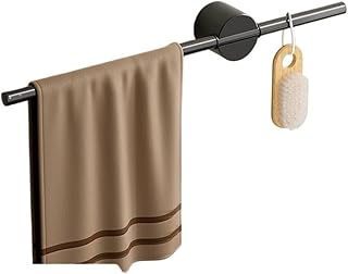 Shower Caddy Towel Bar, Creative Wall Mounted Single Base Adjustable Towel Rack, No Drilling Modern Aluminum Towel Bar Home Bathroom Decor Bathroom Shelves Wall Mounted(Gun Gray,40CM) (Black 40CM)