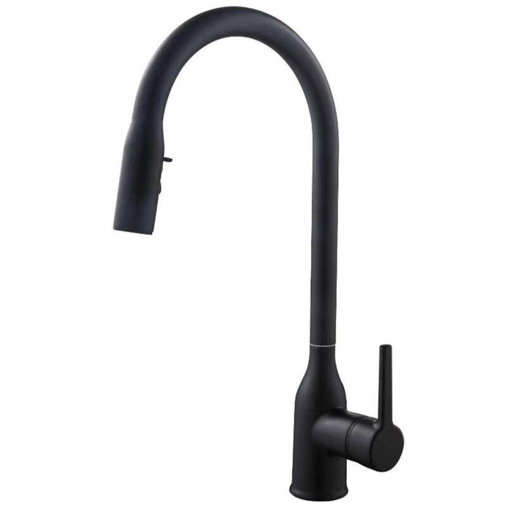 ZYCHSJXA Kitchen Sink Mixer Tap with Pull Down Sprayer,Kitchen Taps Brass Hot and Cold Multifunctional Rotatable Faucet Faucet-Black(Color:Cromo)