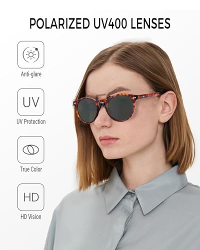 Image of Small Round Polarized Sunglasses for Women Men, Ultra Lightweight UV400 Protection Trendy Classic Vintage Style