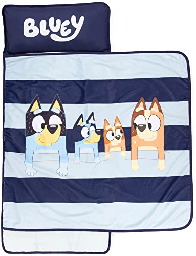 jay franco bluey sleepy time nap mat – built-in pillow and blanket - super soft microfiber kids'/toddler/children's bedding, ages 3-7