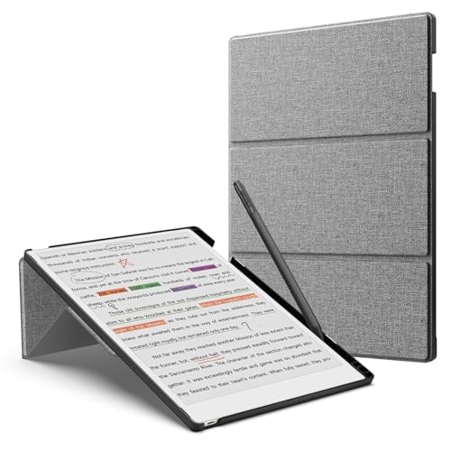 MoKo Ständer Hülle für Remarkable Paper Pro 2024 11,8' - Premium Leder Dreifacher Ständer Schutzhülle mit Stifthalter, Auto Schlaf/Wach für Remarkable Paper Pro 2024 11,8', Denim Grau