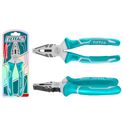 Image of TOTAL 8 Inch Combination Plier, 200mm Heavy Duty CR-V Steel Cutting Pliers with Hardened Cutting Edge, Anti-Rust Finish & Comfortable Grip Handle for Gripping, Twisting, Bending & Wire Cutting