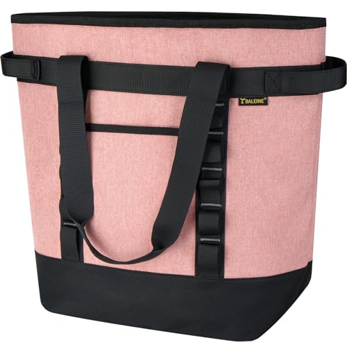 BALEINE Large 45-Can Cooler Bags Insulated, PEVA Soft Cooler Tote Bag, Insulated Grocery Bags with Zippered Top (10.5 Gallon,Pink)