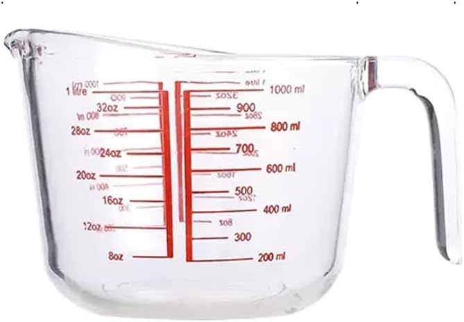 Kitchen Tempered Glass Measuring Cup With Scale High Temperature Heat Resistant Household Food Grade Baking And Egg Beating Cup (Size : 1000ML)