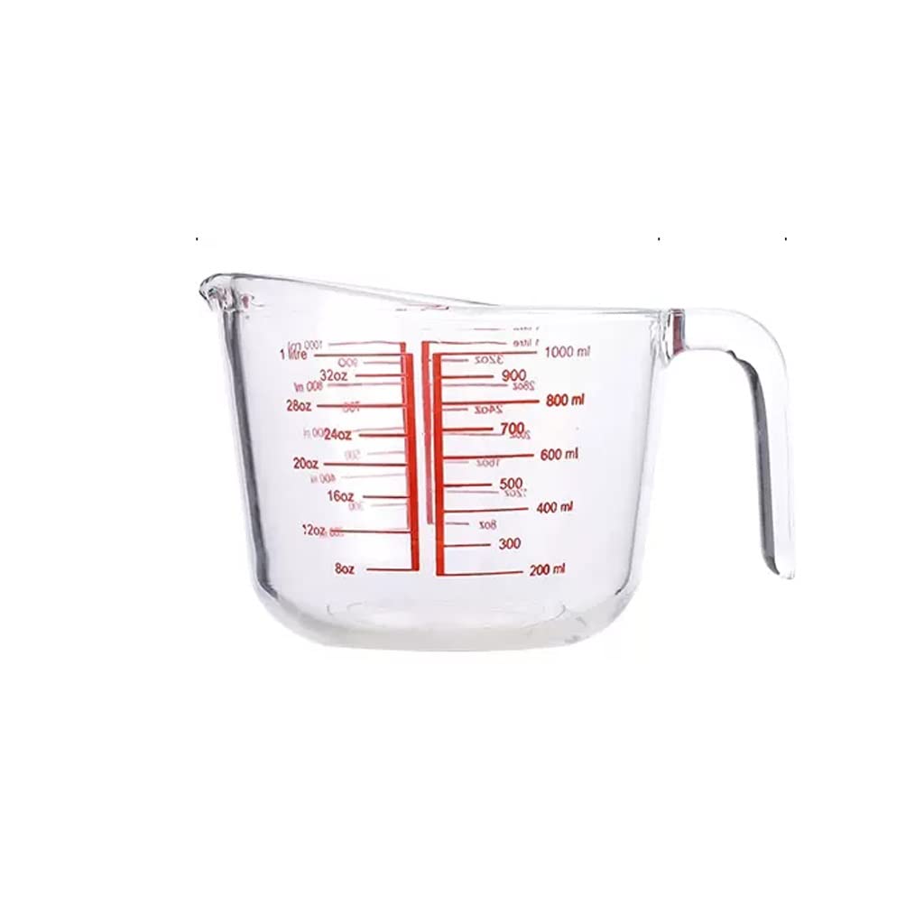 Tasse à mesurer en Verre trempé de Cuisine avec échelle Haute température résistant à la Chaleur ménager Cuisson de qualité Alimentaire et Tasse à Battre Les œufs (Taille : 1000ML) (1000ML)