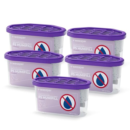 Wessper Deshumidificadores de aire, productos deshumidificadores desechables con una capacidad de 400 ml, lavanda, eliminan la humedad y los hongos, deshumidificador con cloruro de calcio, 5 pieza