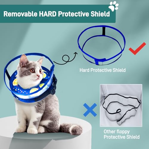 Image of Ovatt PVC inflatable pet collar for small medium and large dogs after surgery ,Washable Dog Cone Collar w /Removable Hard Cone for Dogs After Surgery (Lemon, S)