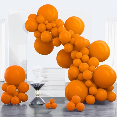 Image of PartyWoo Burnt Orange Balloons 100 pcs Different Sizes of 18 12 10 5 Inch Terracotta Rust Fall Color Latex Balloon Arch Kit Garland for Thanksgiving Halloween Birthday Party Decorations Orange-F53