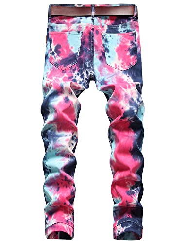 Ylingjun Mens Printed Patterned Stretch Skinny Biker Jeans (29, 539 Colorful) #TOP1