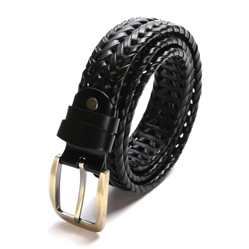 Men's Leather Casual Belt Durable Golf Belt Braided Mesh Design Ideal for Business Work Outfit and Formal Occasions