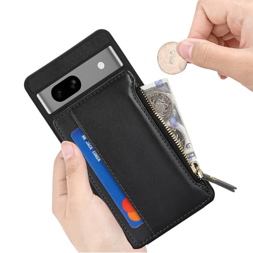 Image of Cavor for Google Pixel 7a Case Wallet with Card Holder, Black