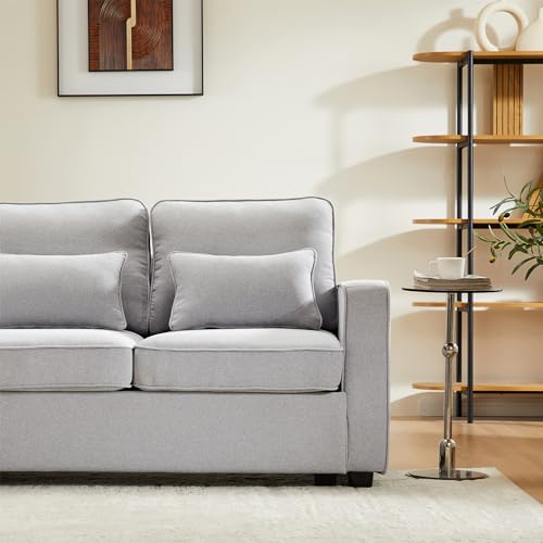 SEEDWAVE Big-Sofa 4-Sitzer großes Sofa, 264cm breites Leinen-Polstersofa, Recamiere mit Vier Lendenkissen,Big Sofa Für das Wohnzimmer (Hellgrau)