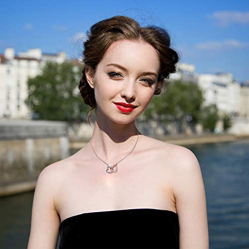 image for QIANSE Necklace for Women, Love Heart Jewelry for Women Necklace 5A Cu