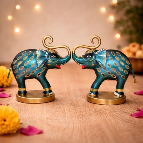 Image of CraftVatika Metal Elephant Tealight Candle Holders Set of 2, for Woman, Home Decor Gifts, Decorative Elephant Showpiece for Table Decor, Candle Holder, Housewarming Diwali Return Gift