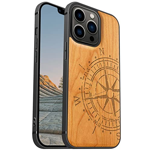 Coque antichoc compatible avec 13 Pro Magsafe en TPU souple bois