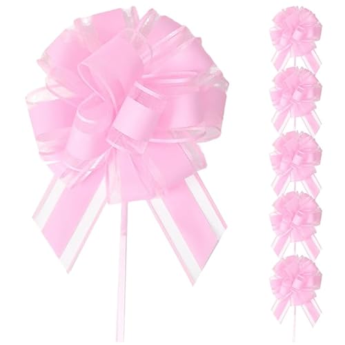 6 PCS Large Pull Bows,Bow for Gift Wrapping,Gifts Decorations,6″ Party Wedding Ribbon Bows for Wrapping Boxes or Flower Decorations,Presents or Christmas Tree (Light Pink)
