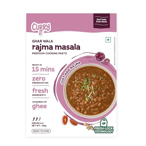 Image of CURRYiT Rajma Masala Curry Paste | Ready to Cook in 15 mins | Made with Ghee | Just add Paneer, Rajma | No Preservatives | Enjoy with Chawal, Roti or Butter Naan | Indian Masala Wet Marinade 120g